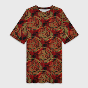 Платье-футболка 3D с принтом Красно оливковый ретро ,  |  | абстрактный | детский | кольца | коричневый | красный | круги | модный | молодежный | оливковый | ретро