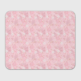 Коврик для мышки прямоугольный с принтом Нежно розовые цветы с блеском , натуральный каучук | размер 230 х 185 мм; запечатка лицевой стороны | блеск | блестки | детский | золото | малышам | нежно розовый | розовые цветы | розовый и золотой