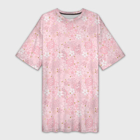 Платье-футболка 3D с принтом Нежно розовые цветы с блеском ,  |  | блеск | блестки | детский | золото | малышам | нежно розовый | розовые цветы | розовый и золотой
