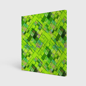 Холст квадратный с принтом Ярко-зеленый абстрактный узор , 100% ПВХ |  | абстрактный | геометрический | детский | зеленый неоновый | креативный | модный | молодежный | неоновый | яркий зеленый