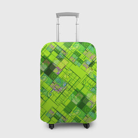 Чехол для чемодана 3D с принтом Ярко-зеленый абстрактный узор , 86% полиэфир, 14% спандекс | двустороннее нанесение принта, прорези для ручек и колес | абстрактный | геометрический | детский | зеленый неоновый | креативный | модный | молодежный | неоновый | яркий зеленый
