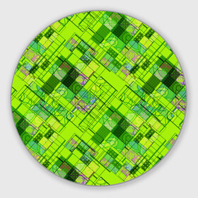 Коврик для мышки круглый с принтом Ярко-зеленый абстрактный узор , резина и полиэстер | круглая форма, изображение наносится на всю лицевую часть | абстрактный | геометрический | детский | зеленый неоновый | креативный | модный | молодежный | неоновый | яркий зеленый