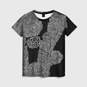 Женская футболка 3D с принтом Узор ночи , 100% полиэфир ( синтетическое хлопкоподобное полотно) | прямой крой, круглый вырез горловины, длина до линии бедер | арт | гелиевая | картина | контраст | ручка | символы. | художник