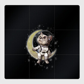 Магнитный плакат 3Х3 с принтом КОТИК НА ЛУНЕ , Полимерный материал с магнитным слоем | 9 деталей размером 9*9 см | astronawt | cat | dark | music | night | space | stars | астронавт | животные | звезды | звери | космонавт | космос | кот | котик | музыка | ночь | плеер | скафандр