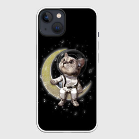 Чехол для iPhone 13 с принтом КОТИК НА ЛУНЕ ,  |  | astronawt | cat | dark | music | night | space | stars | астронавт | животные | звезды | звери | космонавт | космос | кот | котик | музыка | ночь | плеер | скафандр