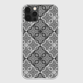 Чехол для iPhone 12 Pro Max с принтом Черно-белый орнамент  , Силикон |  | абстрактный | ажурный | арабский | восточный | кружева | кружевной | современный | черно белый | черный