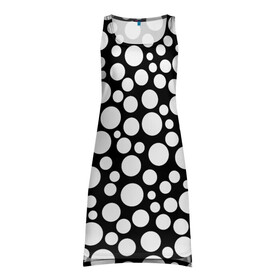 Платье-майка 3D с принтом Черно-белый горох , 100% полиэстер | полуприлегающий силуэт, широкие бретели, круглый вырез горловины, удлиненный подол сзади. | в горошек | горох | детский | женский | модный | ретро | черно белый