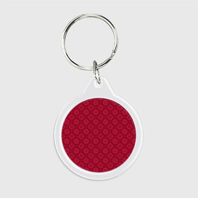 Брелок круглый с принтом Красный ажурный орнамент  , пластик и полированная сталь | круглая форма, металлическое крепление в виде кольца | ажурный | восточный | детский | женский | красный | однотонный | орнамент