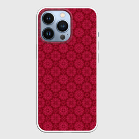 Чехол для iPhone 13 Pro с принтом Красный ажурный орнамент ,  |  | ажурный | восточный | детский | женский | красный | однотонный | орнамент