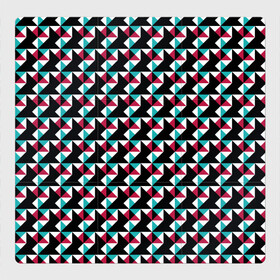 Магнитный плакат 3Х3 с принтом Красно-черный абстрактный узор , Полимерный материал с магнитным слоем | 9 деталей размером 9*9 см | абстрактный | геометрические фигуры | модный | молодежный | ртеугольники | современный