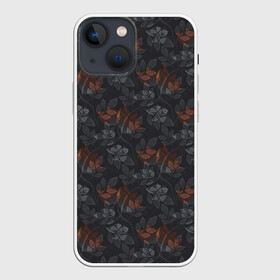 Чехол для iPhone 13 mini с принтом Серо коричневый цветочный узор ,  |  | абстрактные цветы | женский | коричневый | модный | серый | цветочный | цветы