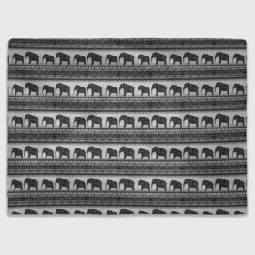 Плед 3D с принтом Черно-белый узор слоны , 100% полиэстер | закругленные углы, все края обработаны. Ткань не мнется и не растягивается | африканский | монохромный узор | орнамент | полосы | серый | серый и черный | слоны | этнический