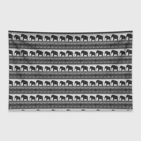 Флаг-баннер с принтом Черно-белый узор слоны , 100% полиэстер | размер 67 х 109 см, плотность ткани — 95 г/м2; по краям флага есть четыре люверса для крепления | африканский | монохромный узор | орнамент | полосы | серый | серый и черный | слоны | этнический