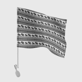 Флаг для автомобиля с принтом Черно-белый узор слоны , 100% полиэстер | Размер: 30*21 см | африканский | монохромный узор | орнамент | полосы | серый | серый и черный | слоны | этнический