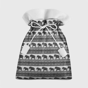 Подарочный 3D мешок с принтом Черно-белый узор слоны , 100% полиэстер | Размер: 29*39 см | африканский | монохромный узор | орнамент | полосы | серый | серый и черный | слоны | этнический