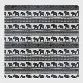 Магнитный плакат 3Х3 с принтом Черно-белый узор слоны , Полимерный материал с магнитным слоем | 9 деталей размером 9*9 см | африканский | монохромный узор | орнамент | полосы | серый | серый и черный | слоны | этнический