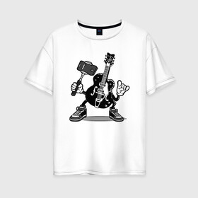 Женская футболка хлопок Oversize с принтом Гитара сэлфи , 100% хлопок | свободный крой, круглый ворот, спущенный рукав, длина до линии бедер
 | peace | selfi | гитара | мир | рок | рокер | сэлфи | фотка | электрогитара