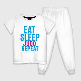 Детская пижама хлопок с принтом Есть, спать, дзюдо , 100% хлопок |  брюки и футболка прямого кроя, без карманов, на брюках мягкая резинка на поясе и по низу штанин
 | fighter | japan | judo | mma | sport | ufc | warrior | боец | бой | воин | дзюдо | дзюдоист | единоборства | карате | поединок | спорт | спортсмен | чемпион | япония