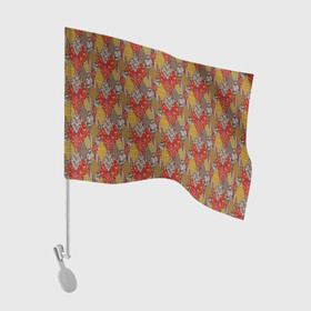 Флаг для автомобиля с принтом Осенний пэчворк , 100% полиэстер | Размер: 30*21 см | деревенский | для дома | заплатки | лоскуты | модный | оранжевый | пэчворк | рыжий | фольклор