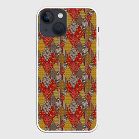 Чехол для iPhone 13 mini с принтом Осенний пэчворк ,  |  | деревенский | для дома | заплатки | лоскуты | модный | оранжевый | пэчворк | рыжий | фольклор