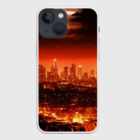Чехол для iPhone 13 mini с принтом Закат в Нью Йорке ,  |  | город | закат | красный | луна | мегаполис | месяц | нью йорк | яркий