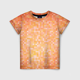 Детская футболка 3D с принтом Оранжевая пиксель абстракция , 100% гипоаллергенный полиэфир | прямой крой, круглый вырез горловины, длина до линии бедер, чуть спущенное плечо, ткань немного тянется | halloween | pixel art | абстракция | оранжевый | осенний | пиксели | пиксель арт | пиксельный | рыжий | хэллоуин