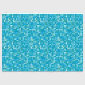 Поздравительная открытка с принтом Бирюзовая пиксель абстракция , 100% бумага | плотность бумаги 280 г/м2, матовая, на обратной стороне линовка и место для марки
 | pixel art | абстракция | бирюзовый | изумрудный | пиксели | пиксель арт | пиксельный