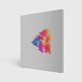 Холст квадратный с принтом Цветные треугольники , 100% ПВХ |  | искусство | прямоугольник | пурпурный | симметрия | треугольник | цвет