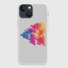 Чехол для iPhone 13 mini с принтом Цветные треугольники ,  |  | искусство | прямоугольник | пурпурный | симметрия | треугольник | цвет
