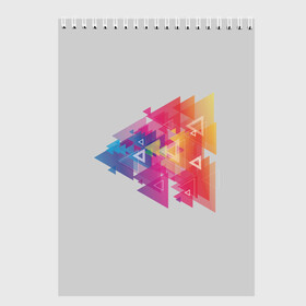 Скетчбук с принтом Цветные треугольники , 100% бумага
 | 48 листов, плотность листов — 100 г/м2, плотность картонной обложки — 250 г/м2. Листы скреплены сверху удобной пружинной спиралью | искусство | прямоугольник | пурпурный | симметрия | треугольник | цвет