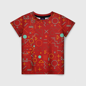 Детская футболка 3D с принтом Mathematics Geometry Geometric , 100% гипоаллергенный полиэфир | прямой крой, круглый вырез горловины, длина до линии бедер, чуть спущенное плечо, ткань немного тянется | plus | геометрический узор | круги | прямоугольник | треугольник