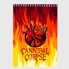 Скетчбук с принтом Cannibal Corpse | Труп Канниба , 100% бумага
 | 48 листов, плотность листов — 100 г/м2, плотность картонной обложки — 250 г/м2. Листы скреплены сверху удобной пружинной спиралью | cannibal | cannibal corpse | corpse | death metal | deathgrind | алекс уэбстер | брутальный дэт метал | дэт метал | дэтграйнд | пол мазуркевич | роб барретт | труп каннибала