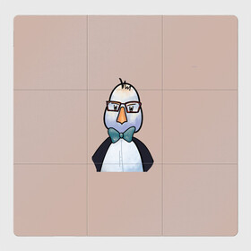 Магнитный плакат 3Х3 с принтом Умная птица  , Полимерный материал с магнитным слоем | 9 деталей размером 9*9 см | Тематика изображения на принте: bird | brain | scientist | голубь | мозг | очки | пингвин | птица | учёный