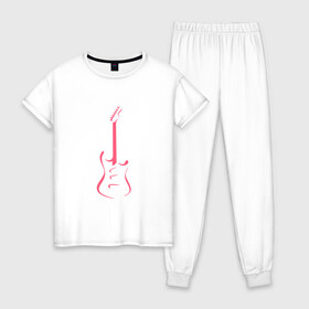 Женская пижама хлопок с принтом Акстар Гитара , 100% хлопок | брюки и футболка прямого кроя, без карманов, на брюках мягкая резинка на поясе и по низу штанин | гитара | класика | минимализм | музыка | поп арт | струны.