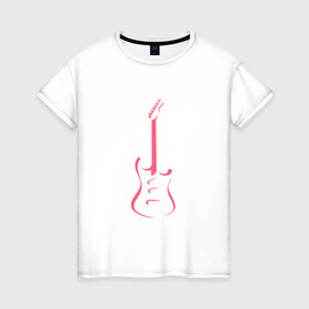 Женская футболка хлопок с принтом Акстар Гитара , 100% хлопок | прямой крой, круглый вырез горловины, длина до линии бедер, слегка спущенное плечо | Тематика изображения на принте: гитара | класика | минимализм | музыка | поп арт | струны.
