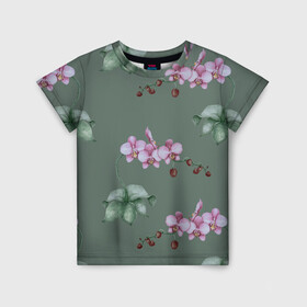 Детская футболка 3D с принтом Розовые орхидеи , 100% гипоаллергенный полиэфир | прямой крой, круглый вырез горловины, длина до линии бедер, чуть спущенное плечо, ткань немного тянется | 8 марта | flowers | march 8 | spring | ботаническая иллюстрация | весна | день рождения | зеленый | лето | любовь | орхидея | праздник | принт | природа | растения | розовый | цветы