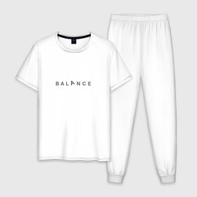 Мужская пижама хлопок с принтом Balance , 100% хлопок | брюки и футболка прямого кроя, без карманов, на брюках мягкая резинка на поясе и по низу штанин
 | balance | yoga | баланс | йога | равновесие