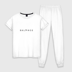 Женская пижама хлопок с принтом Balance , 100% хлопок | брюки и футболка прямого кроя, без карманов, на брюках мягкая резинка на поясе и по низу штанин | balance | yoga | баланс | йога | равновесие