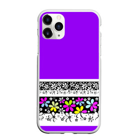 Чехол для iPhone 11 Pro Max матовый с принтом Яркий фиолетовый цветочный  , Силикон |  | детский | женский | кайма | лето | разноцветные ромашки | ромашки | фиолетовый | фиолетовый и желтый | цветочный узор | цветы