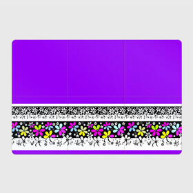 Магнитный плакат 3Х2 с принтом Яркий фиолетовый цветочный  , Полимерный материал с магнитным слоем | 6 деталей размером 9*9 см | детский | женский | кайма | лето | разноцветные ромашки | ромашки | фиолетовый | фиолетовый и желтый | цветочный узор | цветы