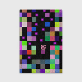 Обложка для паспорта матовая кожа с принтом Arcade Pig , натуральная матовая кожа | размер 19,3 х 13,7 см; прозрачные пластиковые крепления | аркада | аркадная игра | мозайка из пикселей | разноцветные квадраты | свинка | свинья на кубе | цифровые кубики