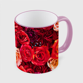 Кружка с полной запечаткой с принтом Букет роз , керамика | ёмкость 330 мл | большие | букет | девушкам | красивые | пышные | розы | цветы | яркие