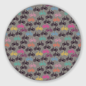 Коврик для мышки круглый с принтом Цветные велосипеды паттерн , резина и полиэстер | круглая форма, изображение наносится на всю лицевую часть | велосипеды | велоспорт | горные велосипеды | паттерн | спортивные велосипеды | спортивный | цветной принт