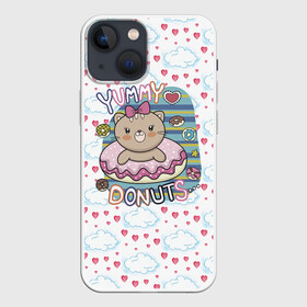 Чехол для iPhone 13 mini с принтом Мишка в пончике ,  |  | девочка | медведь | медвежонок | мишка | пончик | сладости
