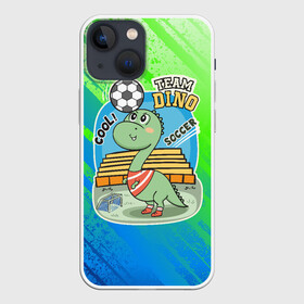 Чехол для iPhone 13 mini с принтом Динозаврик футболист ,  |  | soccer | дино | динозавр | динозаврик | мячик | футбол