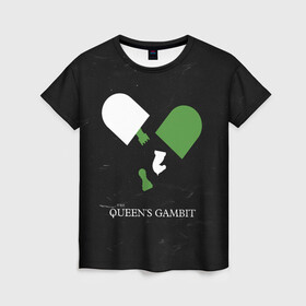 Женская футболка 3D с принтом Qweens gambit , 100% полиэфир ( синтетическое хлопкоподобное полотно) | прямой крой, круглый вырез горловины, длина до линии бедер | chess | serial | the queens gambit | аня тейлор джой | сериал | сериалы | ход королевы | шахматы | элизабет хармон