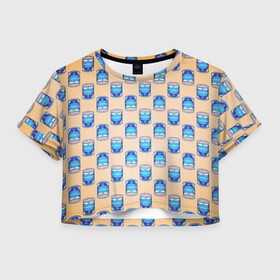 Женская футболка Crop-top 3D с принтом Сгущенка паттерн , 100% полиэстер | круглая горловина, длина футболки до линии талии, рукава с отворотами | pop art | десерт | еда | паттерн | поп арт | сгущенка | сладкое