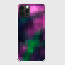 Чехол для iPhone 12 Pro Max с принтом Разноцветный геометрический уз , Силикон |  | абстрактный | геометрический | зеленый | квадраты | клетка | клетчатый узор | молодежный | сиреневый | фиолетовый