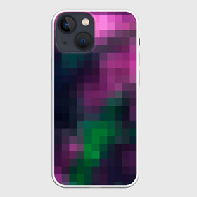 Чехол для iPhone 13 mini с принтом Разноцветный геометрический уз ,  |  | абстрактный | геометрический | зеленый | квадраты | клетка | клетчатый узор | молодежный | сиреневый | фиолетовый