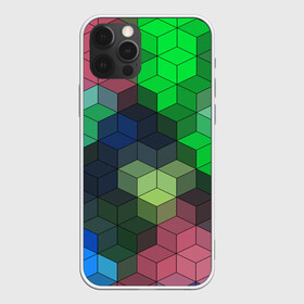 Чехол для iPhone 12 Pro Max с принтом Разноцветный геометрический уз , Силикон |  | абстрактный | зеленый | молодежный | разноцветный узор | ромбы | синий | текстура